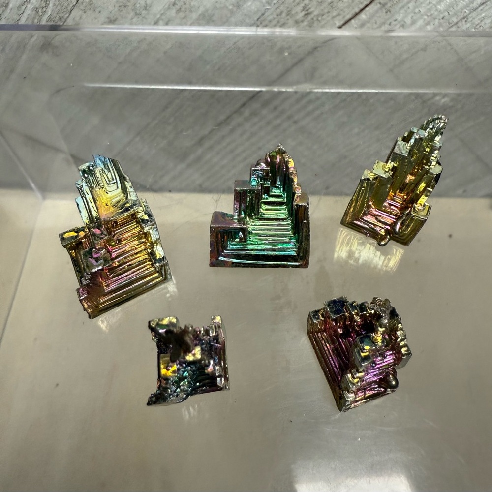 Rainbow Bismuth Crystal Tower Mini Freeforms Specimen Stone Iridescent Mineral - Picture 3 of 9